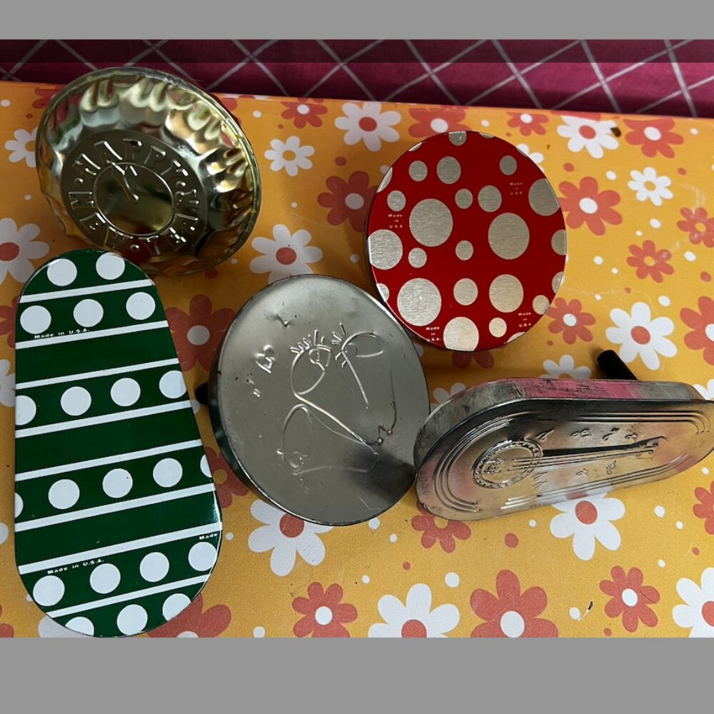 Lot of 5- Metal Noise Makers New Year's and Christmas